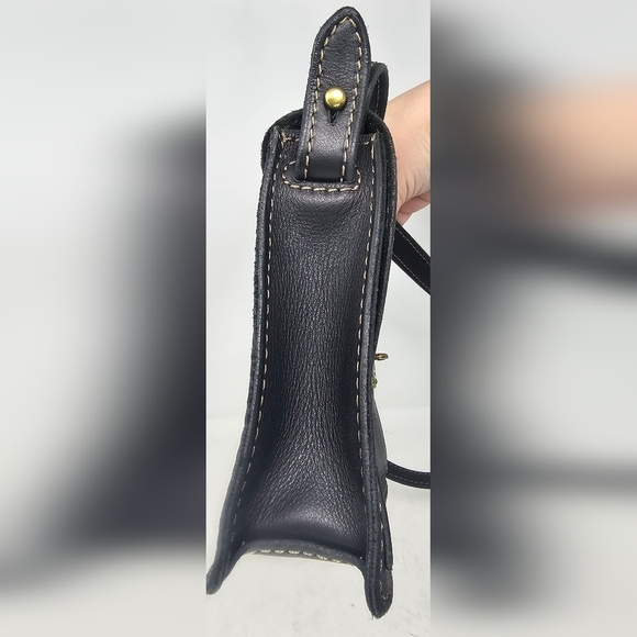 Fossil Austin Black Leather Flap Saddle Turn Lock Shoulder Bag Purse - Picture 6 of 16